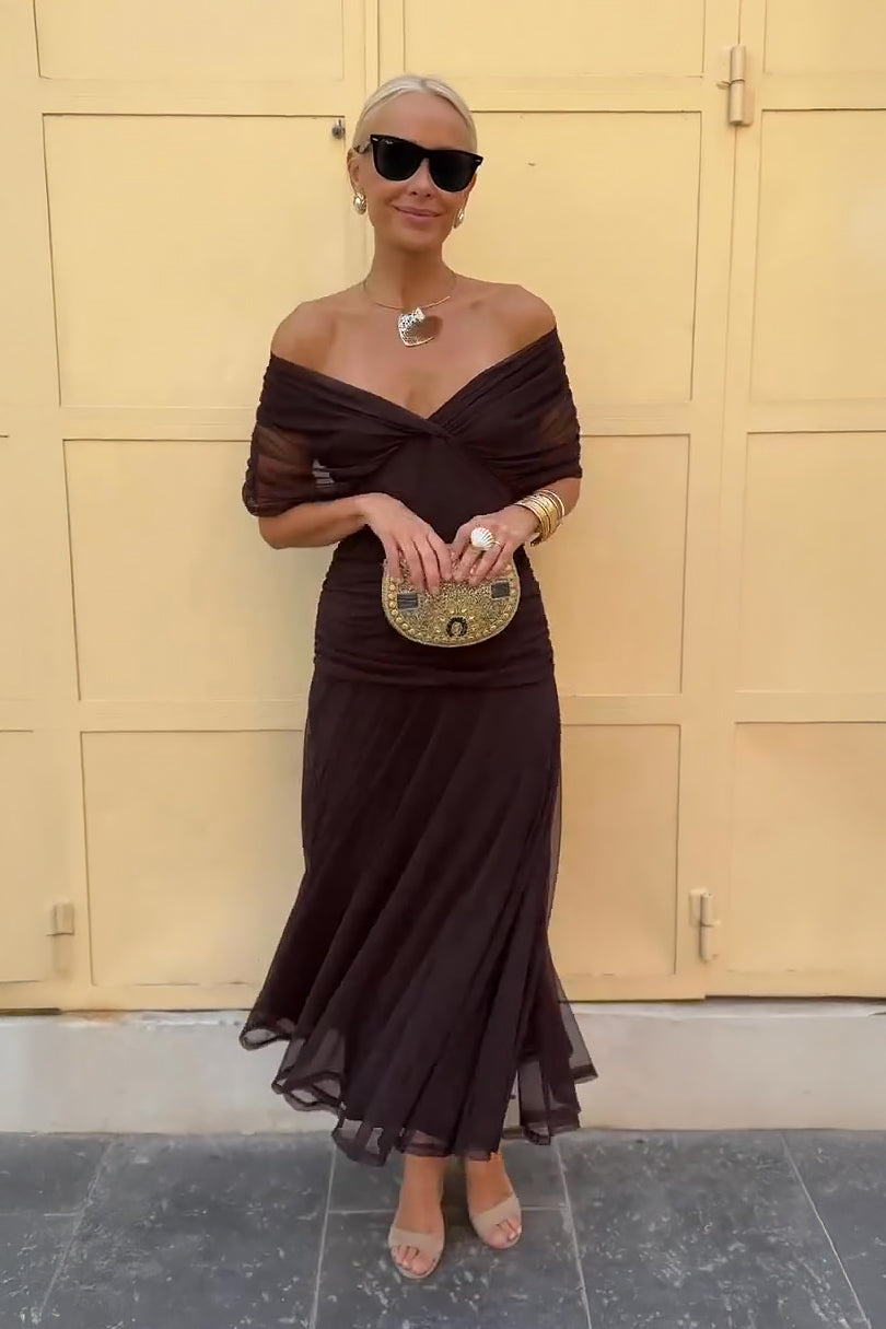 Chocolate Tulle Maxi Dress