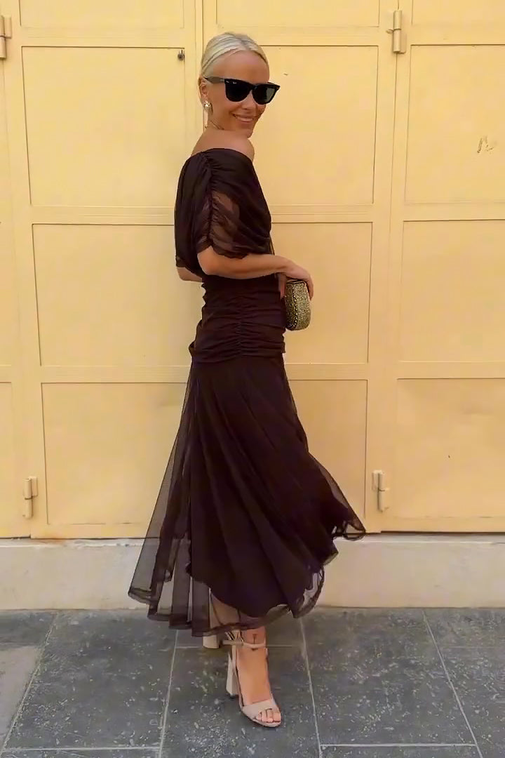 Chocolate Tulle Maxi Dress