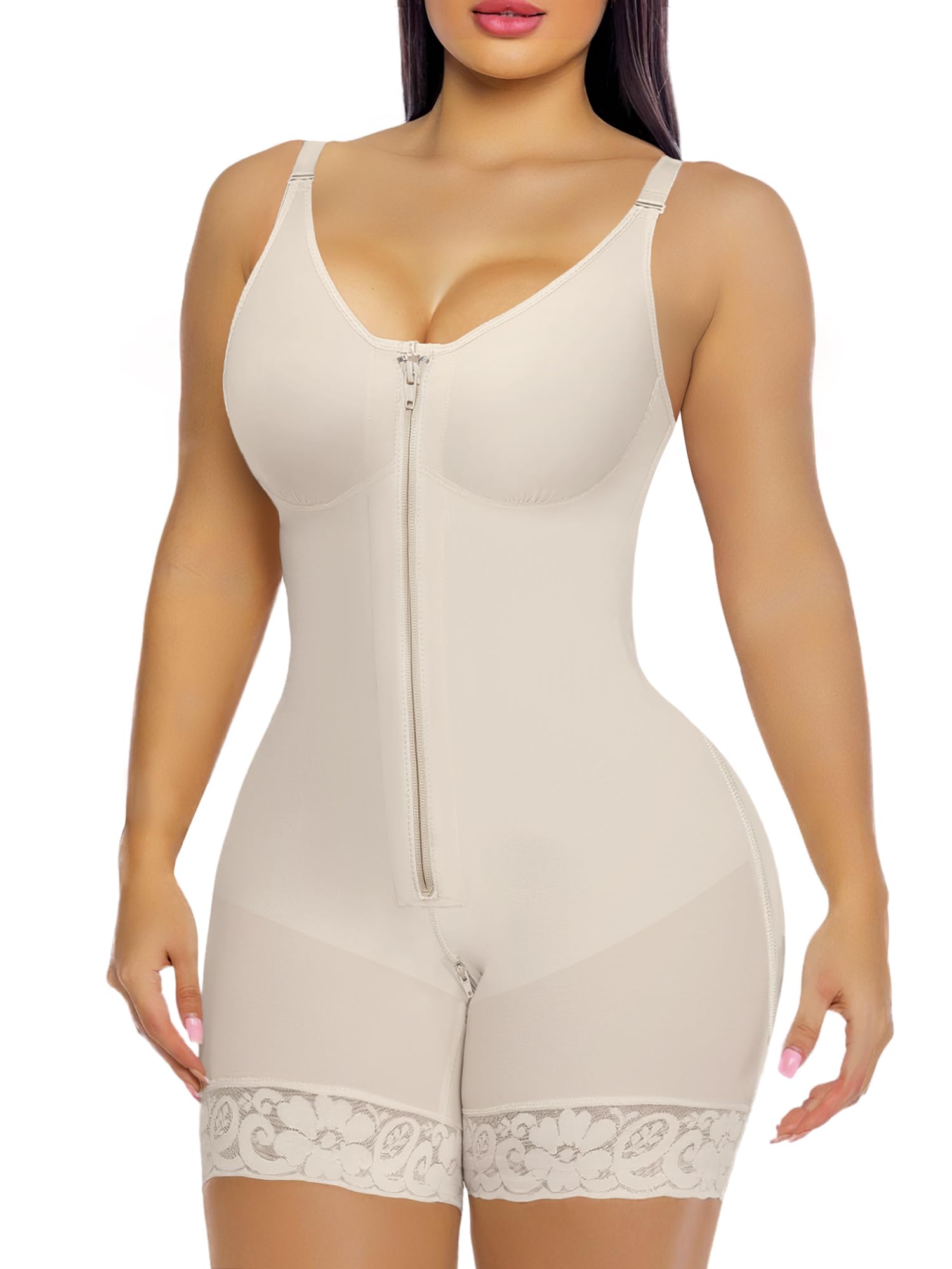 YIANNA - Postpartum Shapewear for Women Tummy Control Butt Lifter Body Shaper with Zipper Crotch