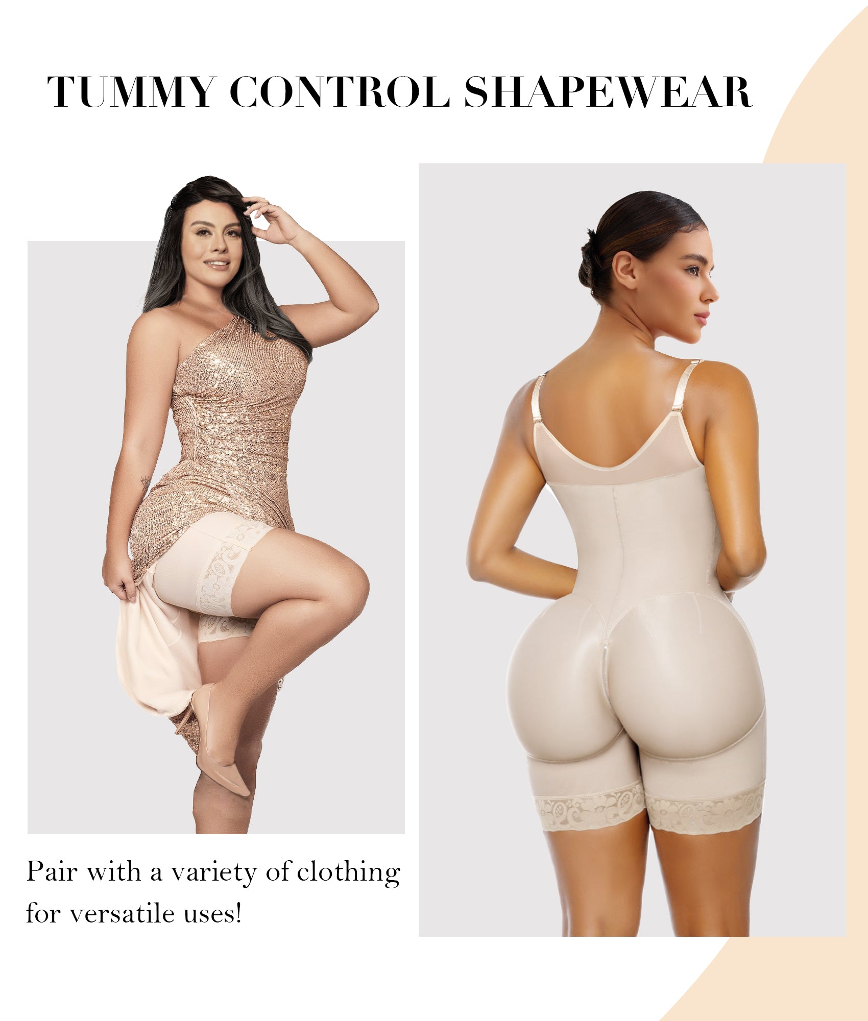 YIANNA - Postpartum Shapewear for Women Tummy Control Butt Lifter Body Shaper with Zipper Crotch