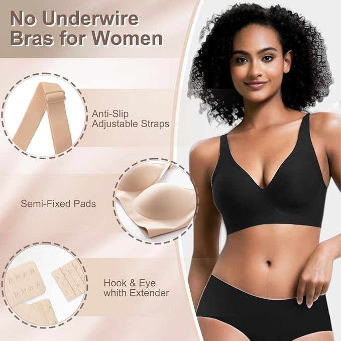 Deep V Push-Up Seamless Wireless Jelly Bra