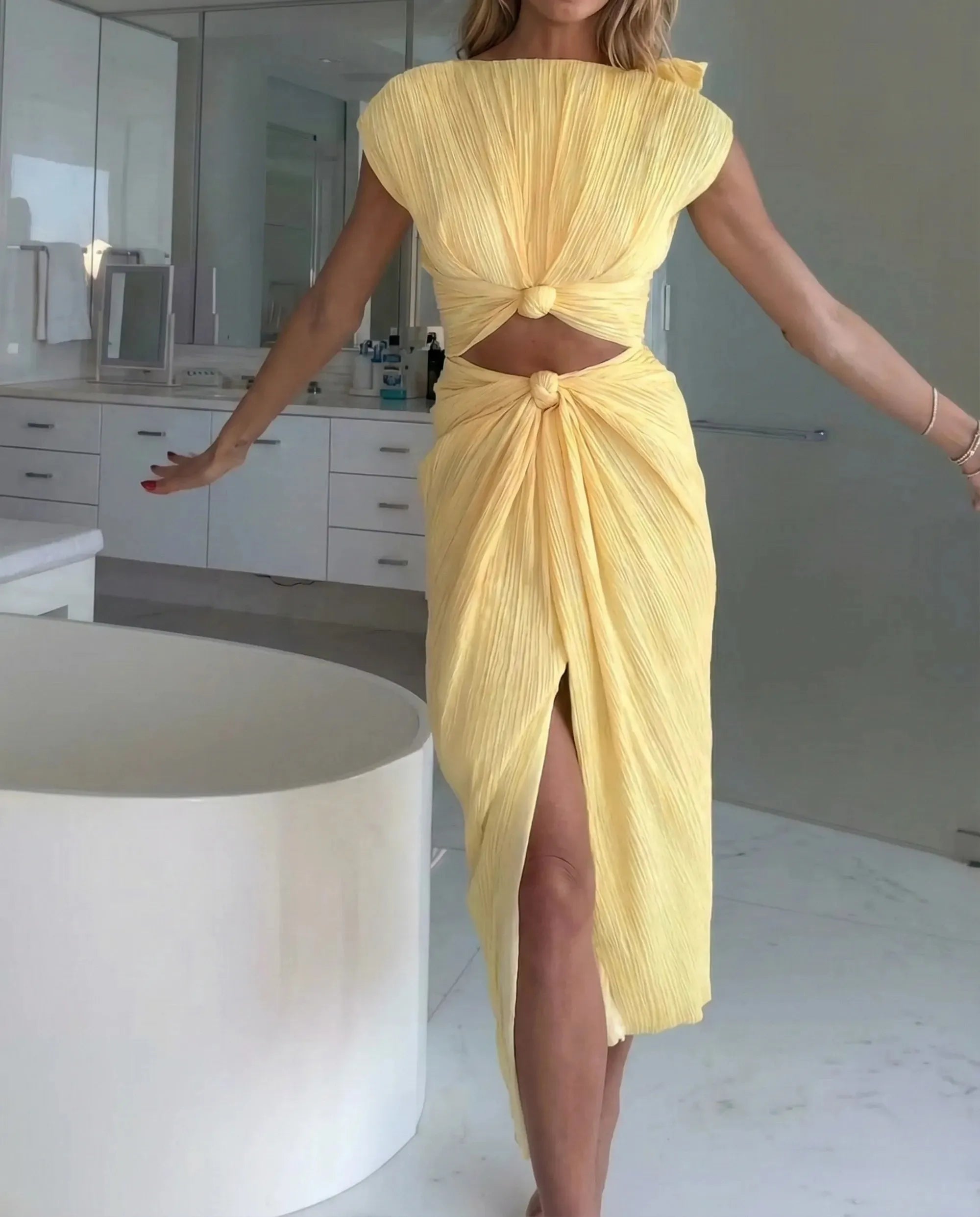 Vestido Midi "Butter Yellow" | Invitada Perfecta