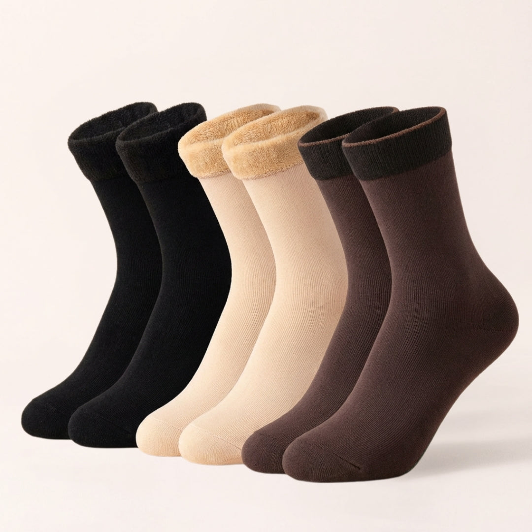 Pack of 6 Thermal Socks with Fleece Lining