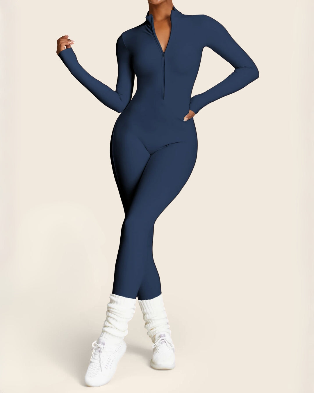 Thermal Jumpsuit with Zipper and Fleece Lining