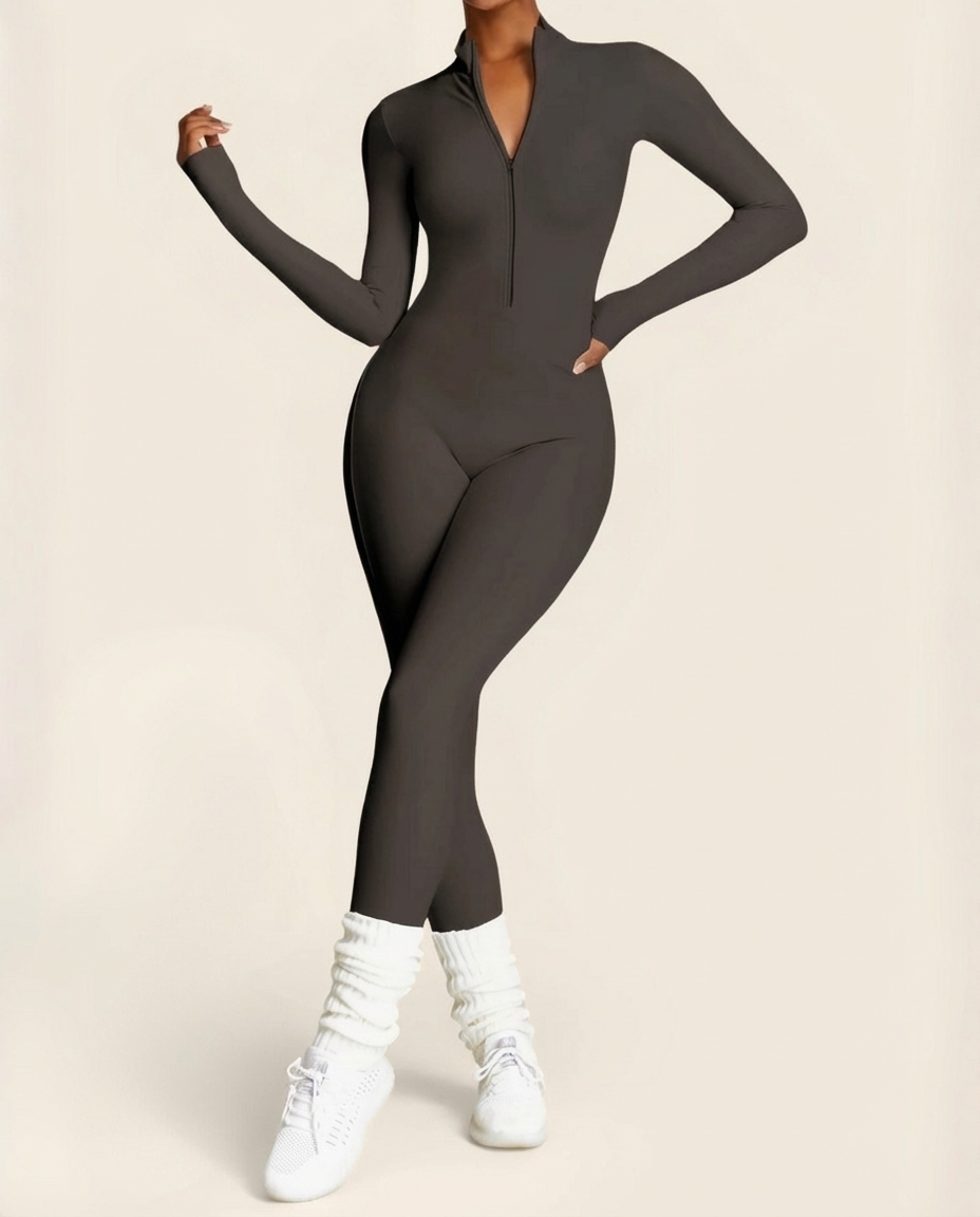 Thermal Jumpsuit with Zipper and Fleece Lining